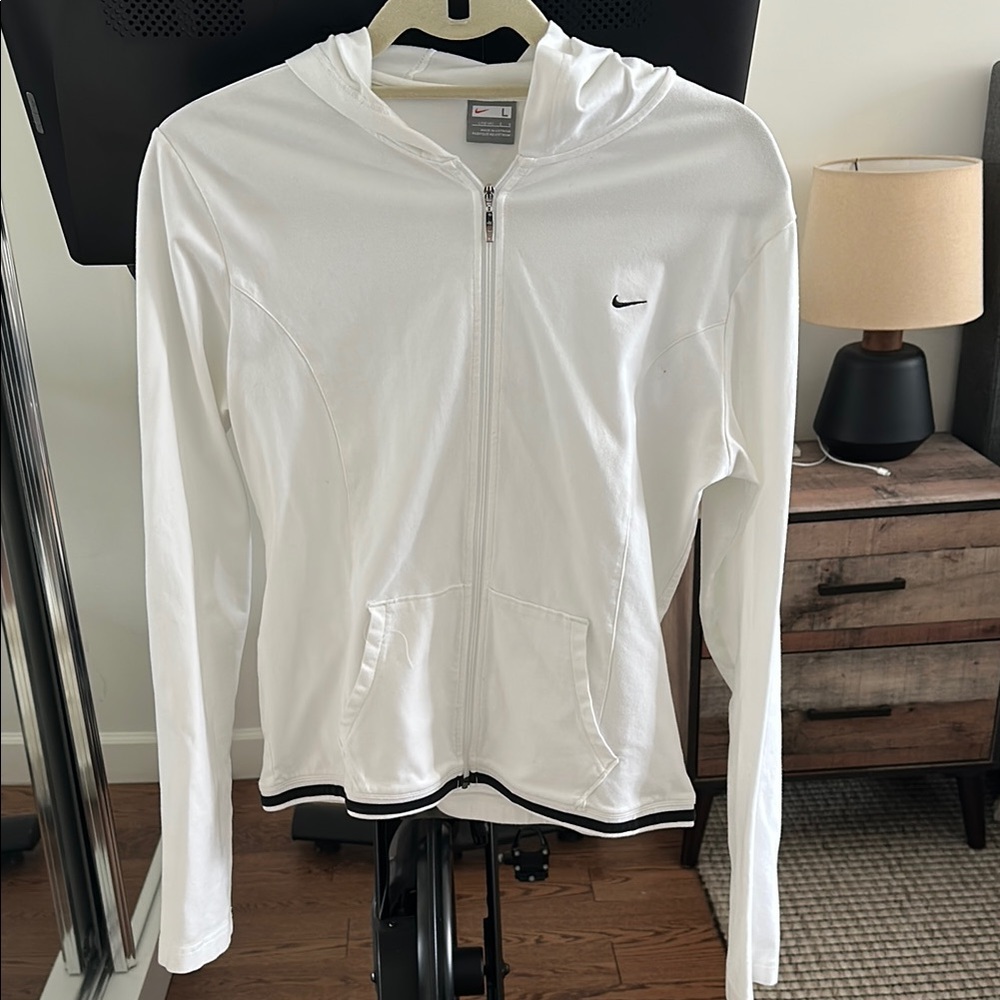 Nike White Zip-Up Hoodie